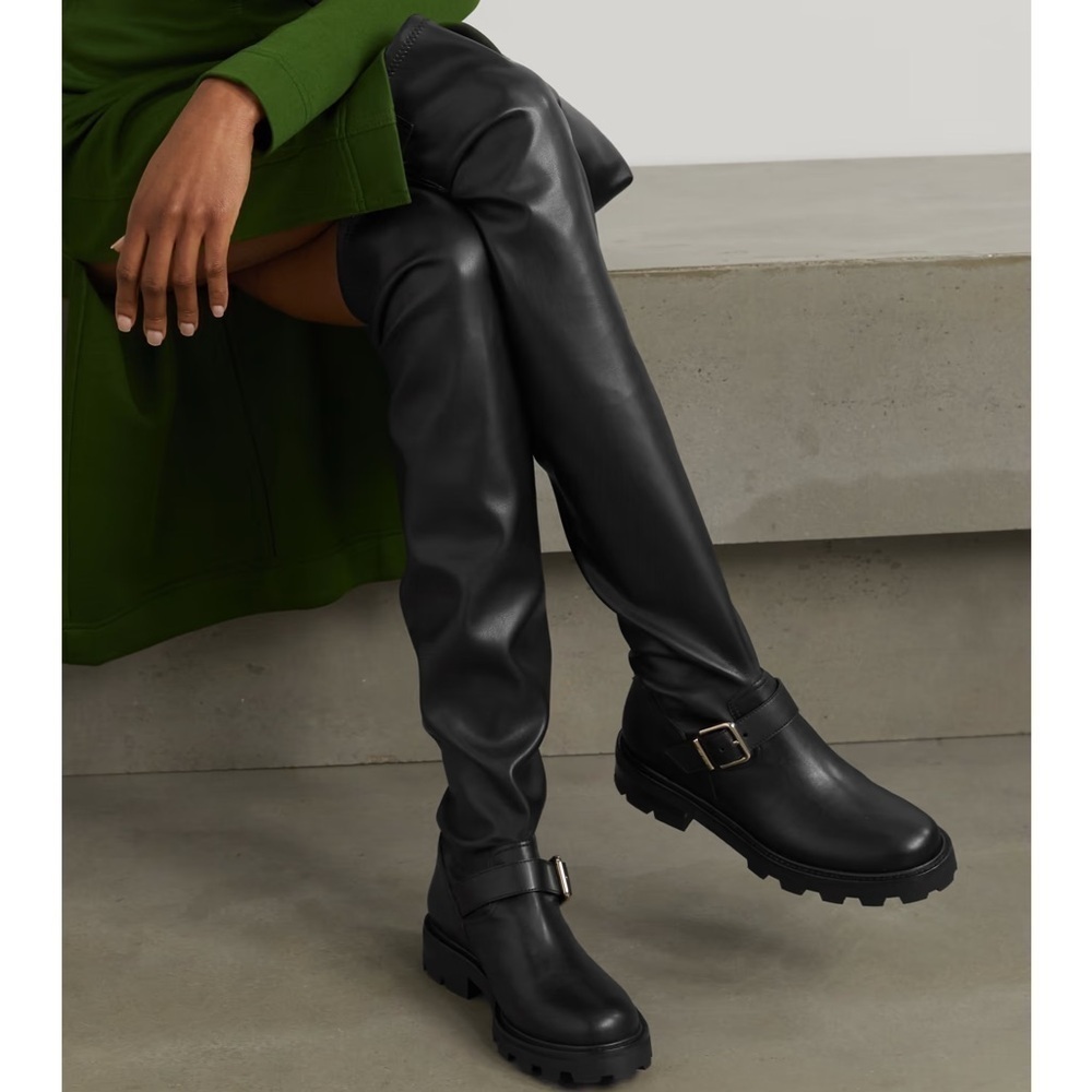NWOT Nine West Nans Faux Leather Over-The-Knee OTK Pull-On Lug Sole Boot 7.5 - Picture 12 of 12